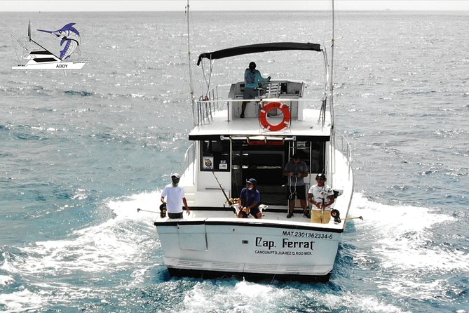 Cancun fishing charter if you don't fish you don't pay 46ft yacht 12pax 25P14 - Included drinks, bait, and fishing gear: less to worry about