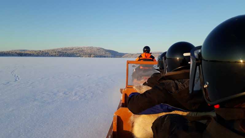 Ivalo: Ice Fishing Tour to Lake Inari, Reindeers & Lunch - On the ice at Lake Inari: learning to fish with worm or maggot