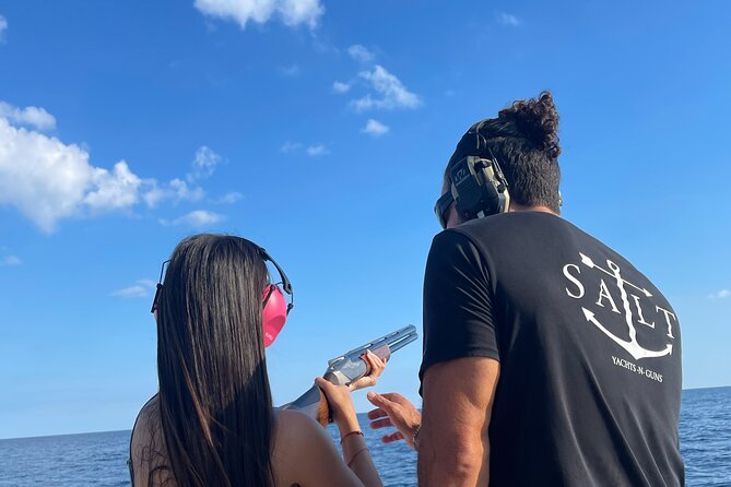 Private Charter Saltwater Fishing with Ocean Skeet Shooting - Yachts n Guns: ocean skeet shooting with a real safety setup