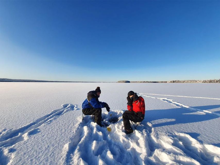 Rovaniemi: Half-Day Snowmobile & Ice Fishing Experience - Ice fishing on a frozen lake: the calm contrast after all that speed