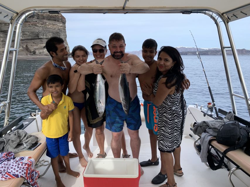 Santorini Private Cruise boat fishing tour - BBQ, Snorkeling - BBQ lunch built from your catch (Greek sides included)