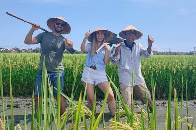 Small Group Bicycle Tour with Farming and Fishing Experience - Getting picked up and biking the narrow village roads